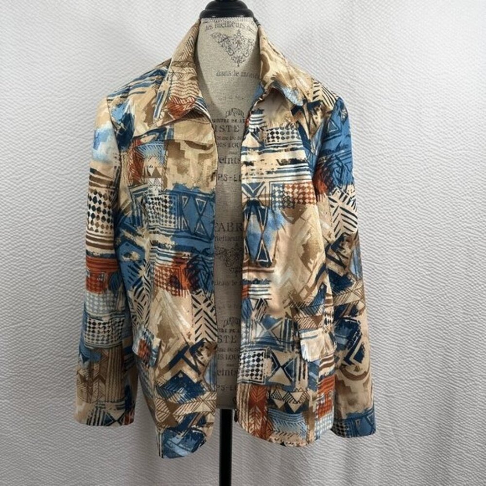 Alfred Dunner Abstract Super Soft Southwestern Full Zip Lined Pockets Jacket - Picture 2 of 9
